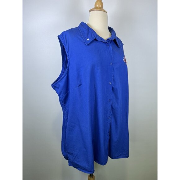 Disney Plus Vintage Blue Eeyore Embroidered Loyal Stars Button Up Tank 3X Summer - Picture 4 of 8